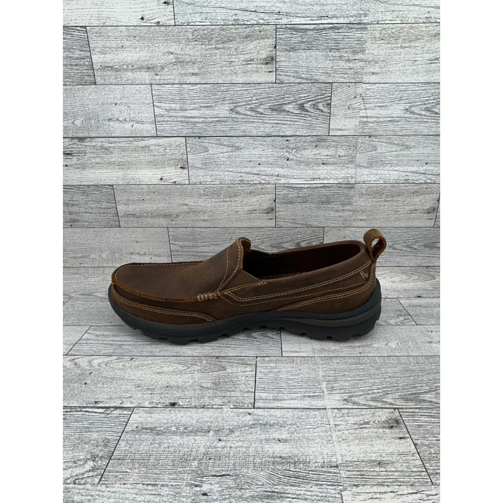 Skechers Relaxed Fit Mens Brown Leather Slip On Loafer Shoes Size 8.5‎ 63697